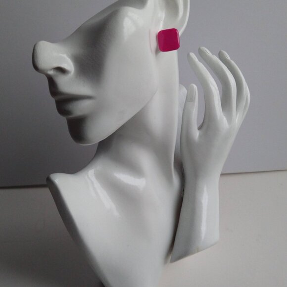 Handmade pink polymer clay earrings. Boucles d'oreilles fait à la main - Picture 4 of 7